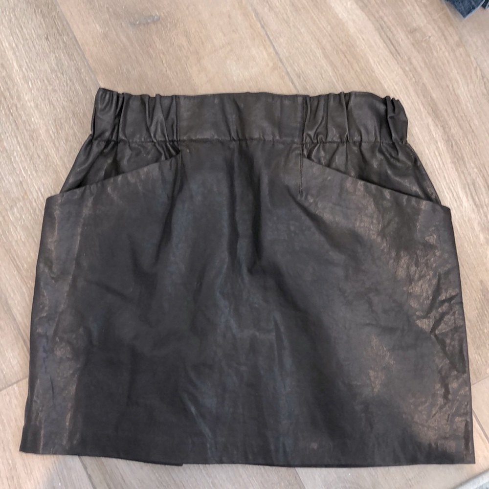 Zara - faux leather mini skirt - brown
